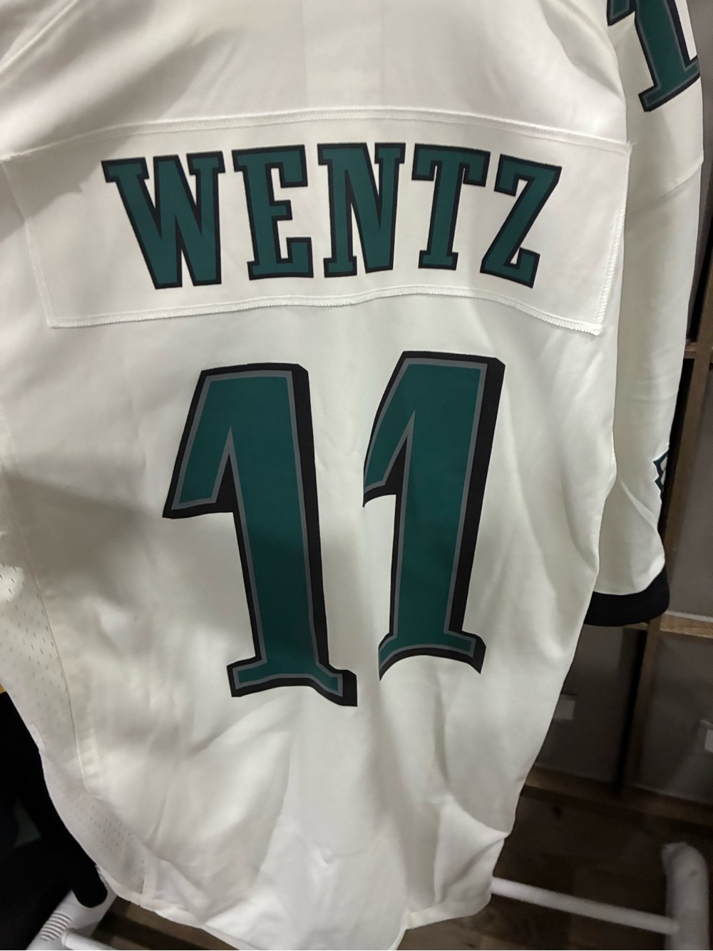 Wentz #11 White & Teal Football Jersey